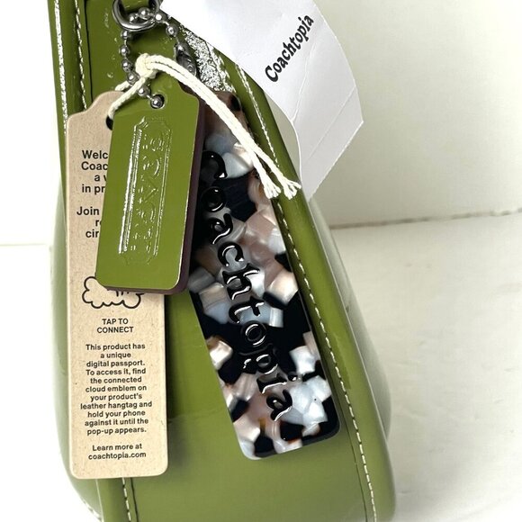 Coach Ergo Bag Crinkle Patent Shoulder Bag Coachtopia Leather Olive CQ003 Green - Picture 6 of 11